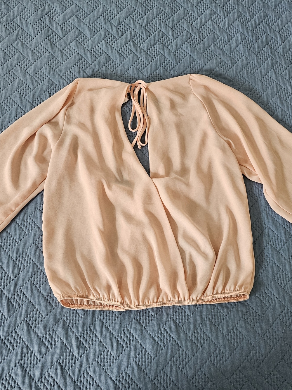 A'gaci Peach Tie-Back Blouse Size S